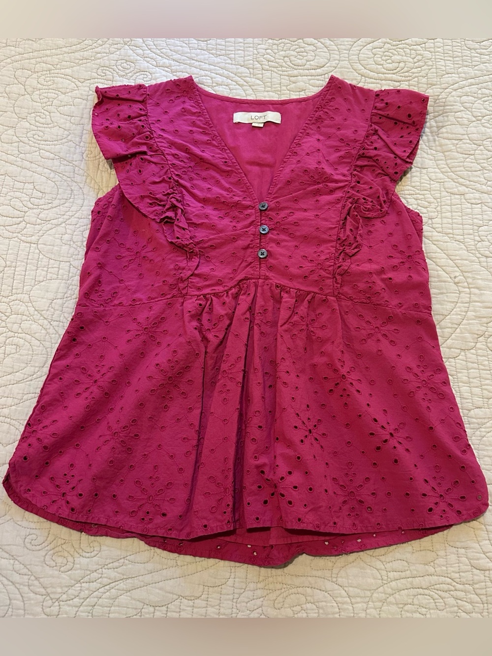 LOFT Embroidered Eyelet Tank Blouse